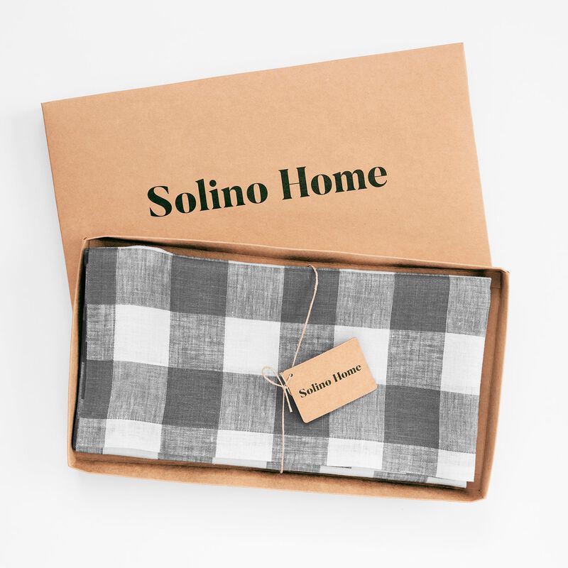 Linen Table Throw - Buffalo Check