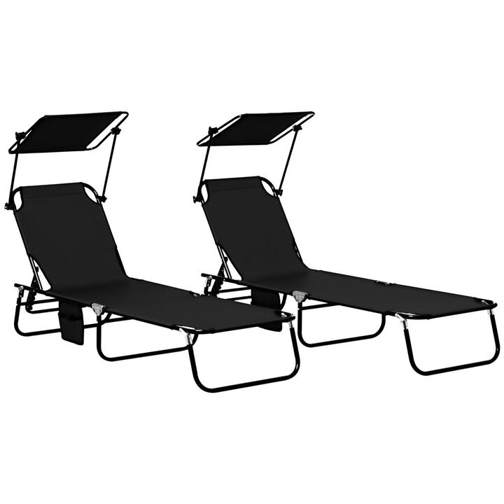 Hivvago 2-Piece Poolside Chaise Lounge Set with Sunshade