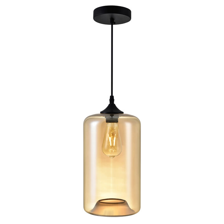 Glass 1 Light Down Mini Pendant With Cognac Finish