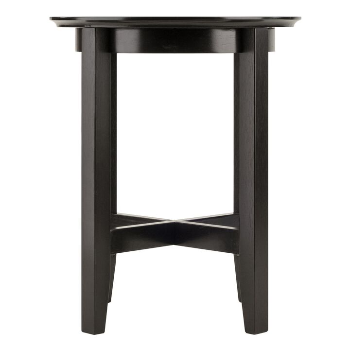 Winsome Ergode Deluxe Wood Sasha Accent Table | Sleek Curved Design | Ample Storage | Black Finish | Multiple Finishes Available | Assembly Hardware Included | 20" W x 20" D x 27" H (92118-VV)