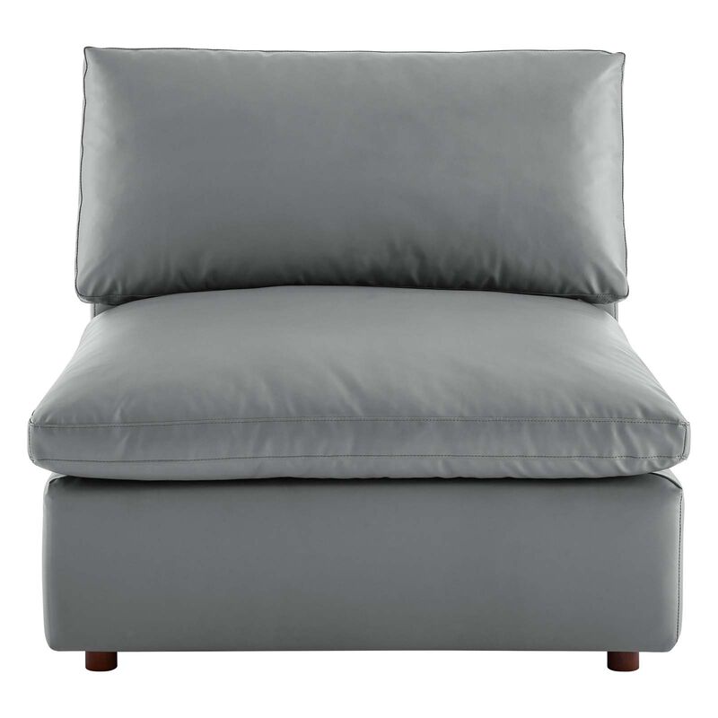 Commix Down Filled Overstuffed Vegan Leather Armless Chair image number 4