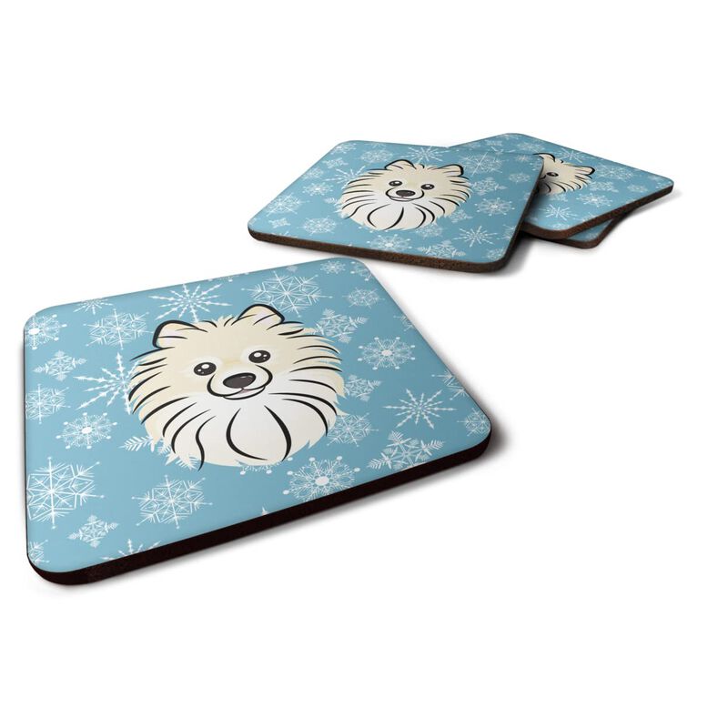 Caroline's Treasures BB1641FC Snowflake Pomeranian Foam Coasters (Set of 4), 3.5, Multicolor