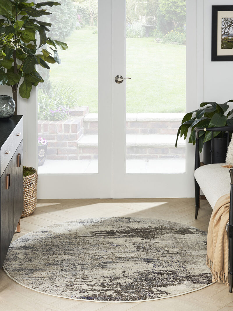 Celestial CES02 Ivory/Gray 5'3" x Round Rug