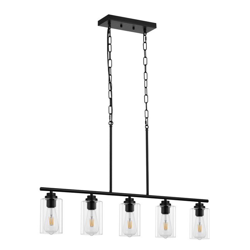 5-Light Linear Pendant Light Fixture – Modern Kitchen Island or Dining Room Lighting, E26 Sockets