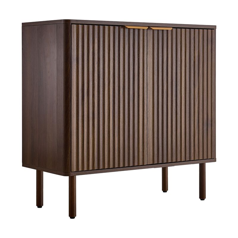 Mid Century Coffee Bar Cabinet with Fluted 2-Tier Storage image number 5