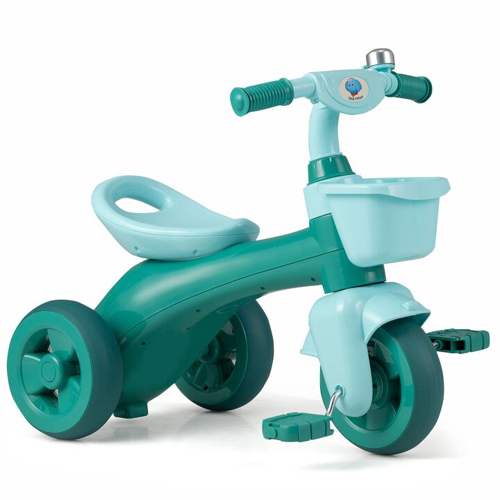 Toddler 3-Wheel Tricycle with Front Basket, Bell and Steering Control