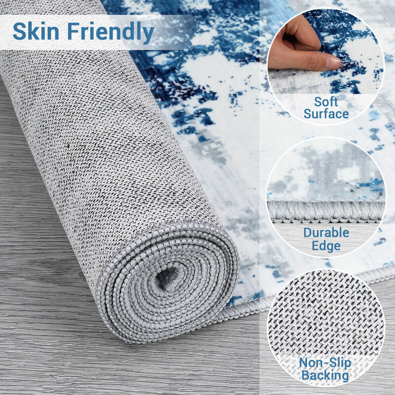 10X13 FT Modern Abstract Runner Rug Washable Rug for Hallway Non Slip Kitchen Rug Low Pile Soft Entryway image number 6