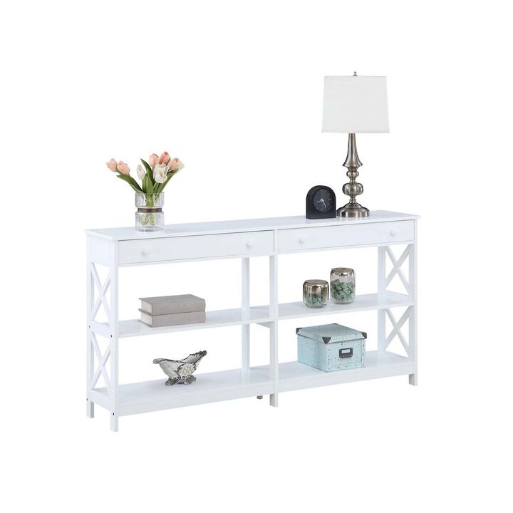 Convenience Concepts Oxford 2 Drawer 60 inch Console Table with Shelves