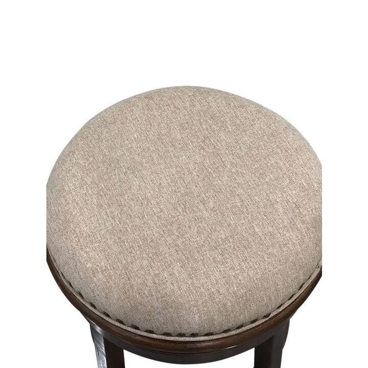 Carolina Living Bennet Upholstered Swivel Barstool - Set of 2 - Walnut - Beige Upholstery