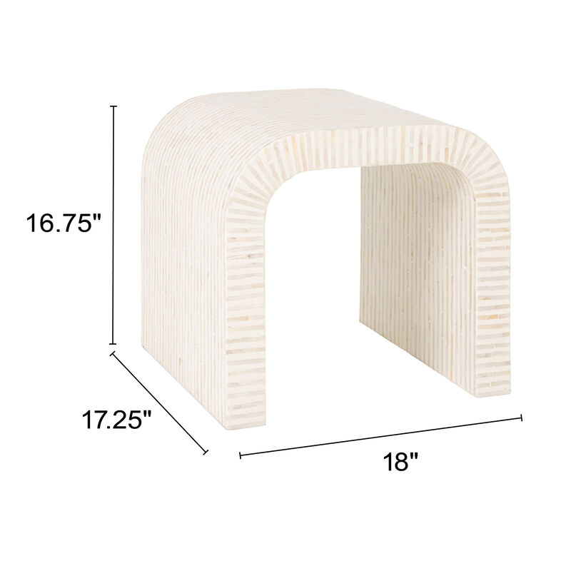 Mother of Pearl Waterfall End Table, White image number 2