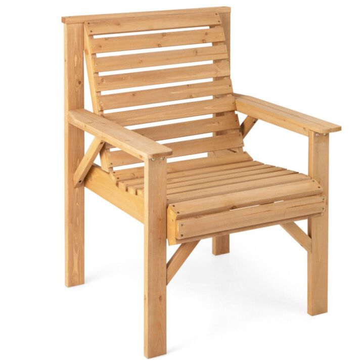 Hivvago Outdoor Fir Wood Chair with Inclined Backrest