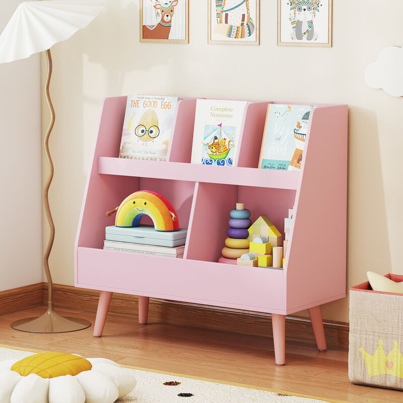 5 Cube Toy Storage Organizer and Kids Bookshelf with Anti Tipping Kits for Bedroom image number 7