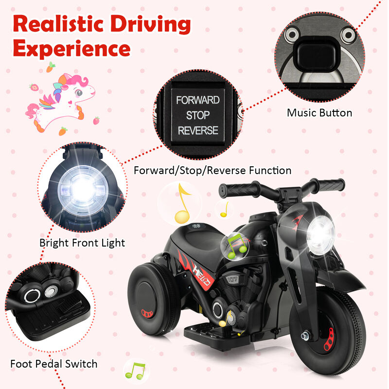 Kids 6V Electric Motorcycle Ride On Toy with Bubble Maker and Sound Effects image number 4