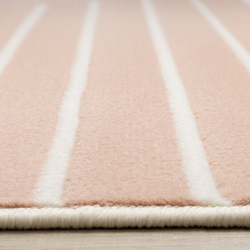 Novelle Home Functional Style Pink Grey White Modern Lines Rug, 5'3 x 7'5 image number 6