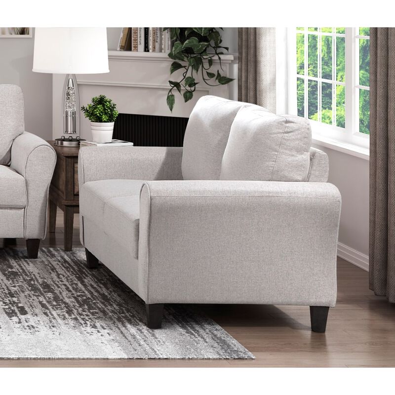 Modern Transitional Sand Hued Textured Fabric Upholstered 1pc Loveseat Attached Cushion Living Room Furniture