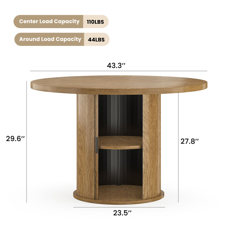 43" Round Wood Dining Table for 4 People image number 3