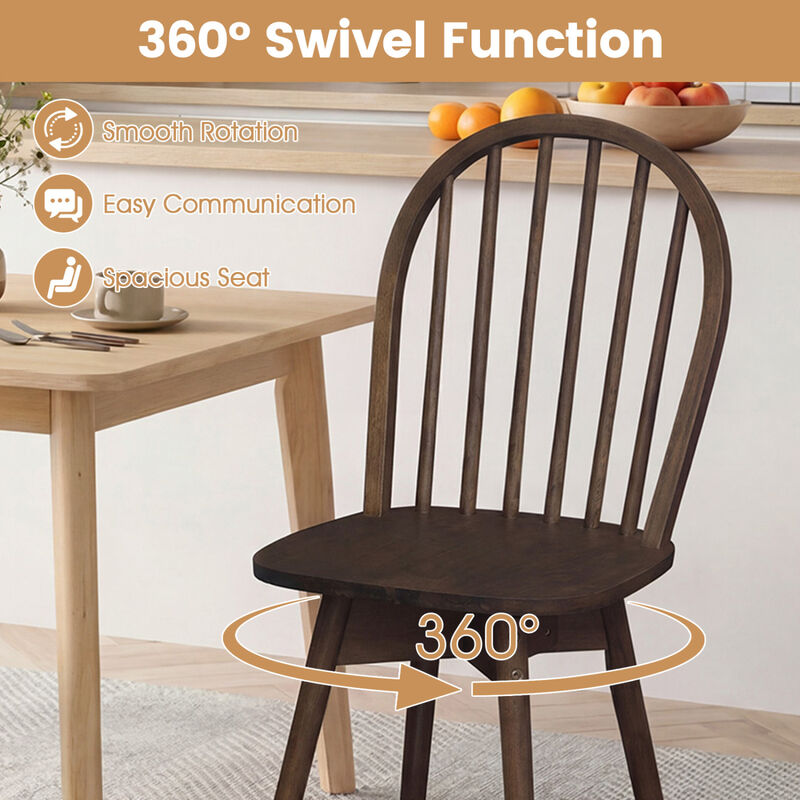 Set of 4 Swivel Windsor Dining Chairs with Solid Rubberwood Frames image number 3