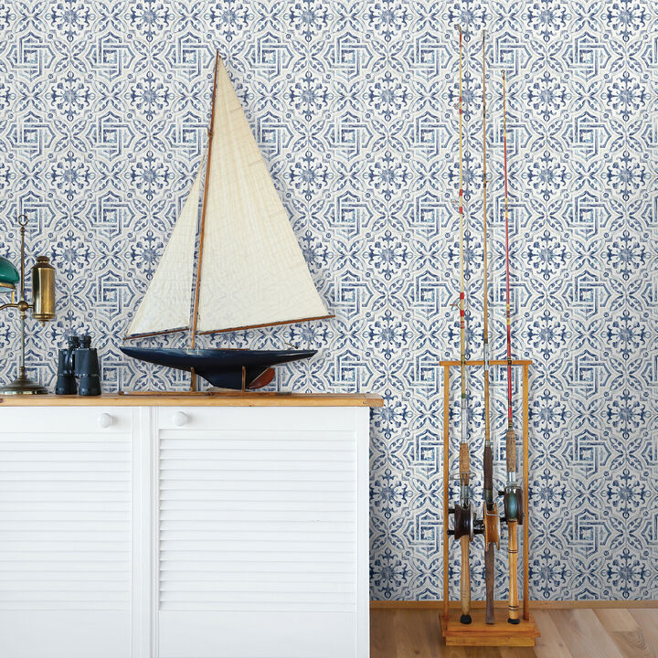 Sonoma Blue Beach Tile Wallpaper