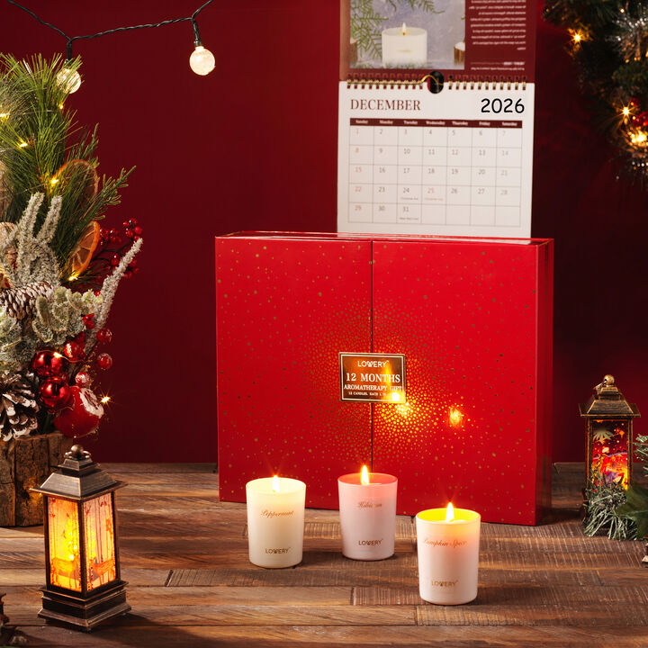 15-Pc. Candle Gift Set with 12 Scented Home Candles, Calendar & Gold Pen