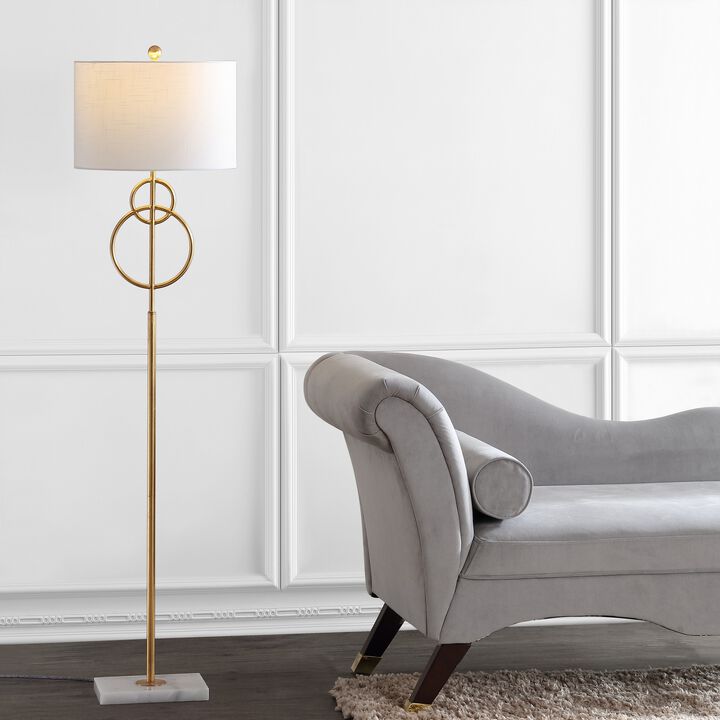 Haines 60" Modern Circle Marble/Metal LED Floor Lamp, Gold
