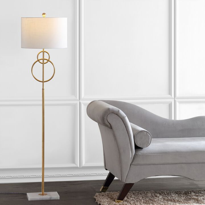 Haines Modern Circle Marble/Metal LED Floor Lamp