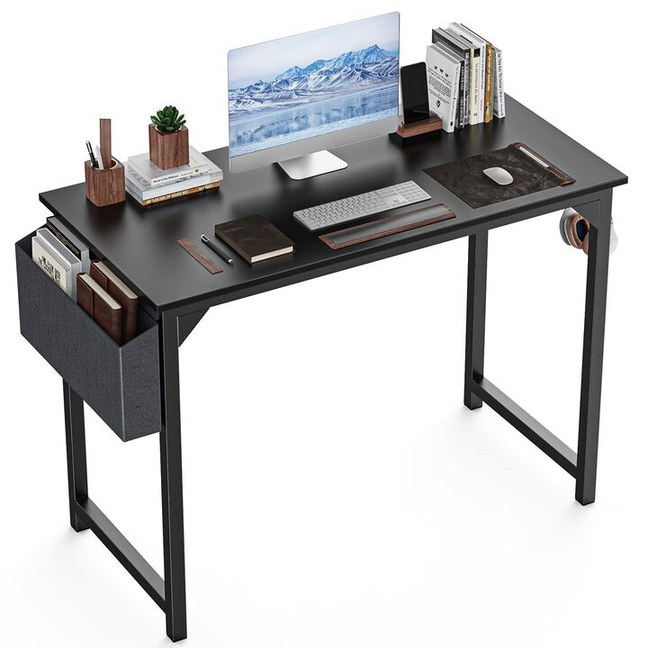 DUMOS 40 Inch Office Small Computer Desk Modern Simple Style Writing Study Work Table for Home Bedroom - Wood Black
