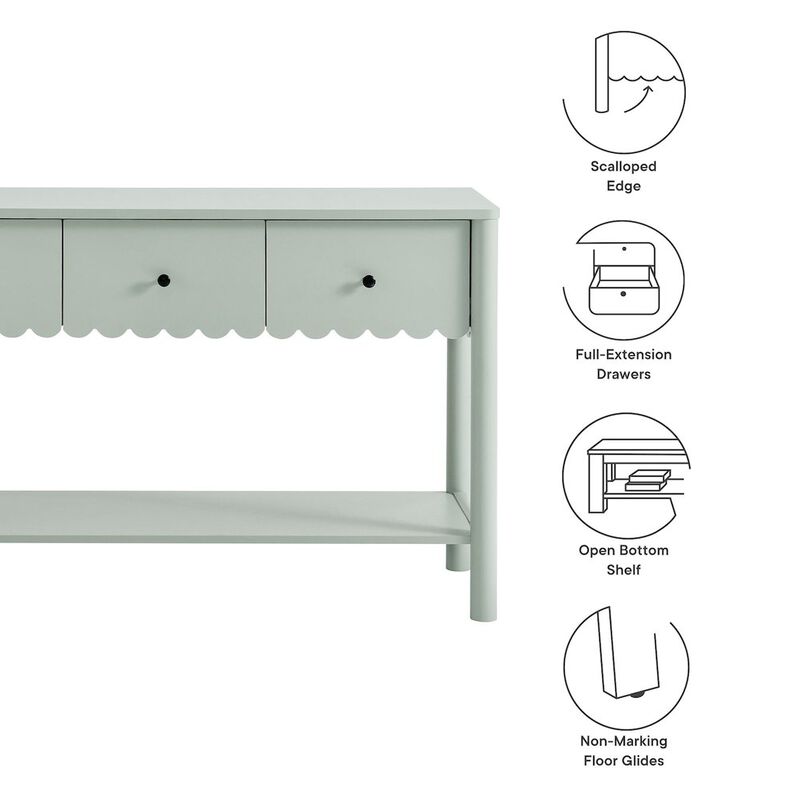Emmeline 3-Drawer Scalloped Console Table image number 2