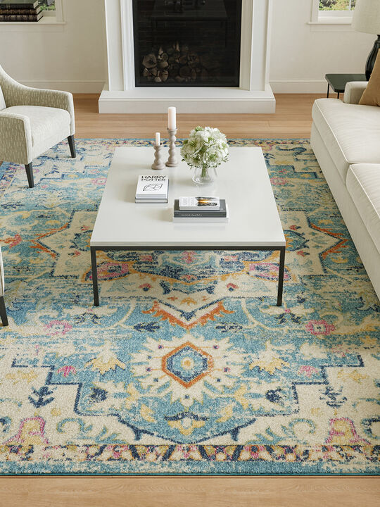Passion PSN25 Ivory/Light Blue 8' x 10' Rug