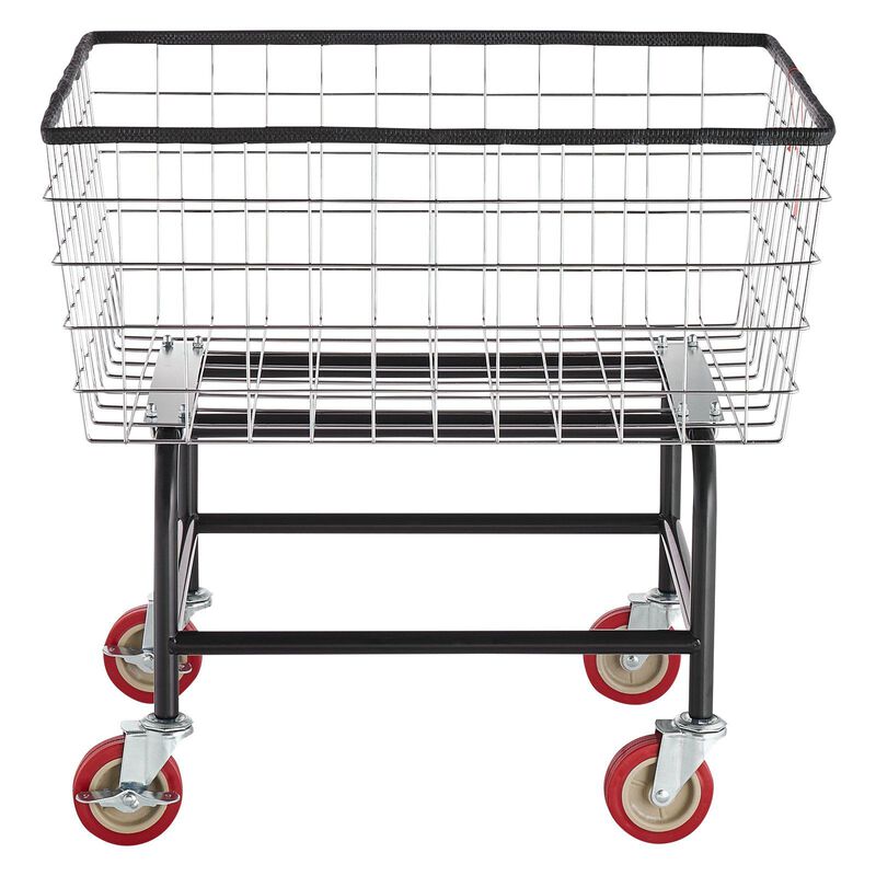 Commercial Wire Laundry Basket Cart with Casters, 2.8 Bushel Steel Frame-Silver image number 6