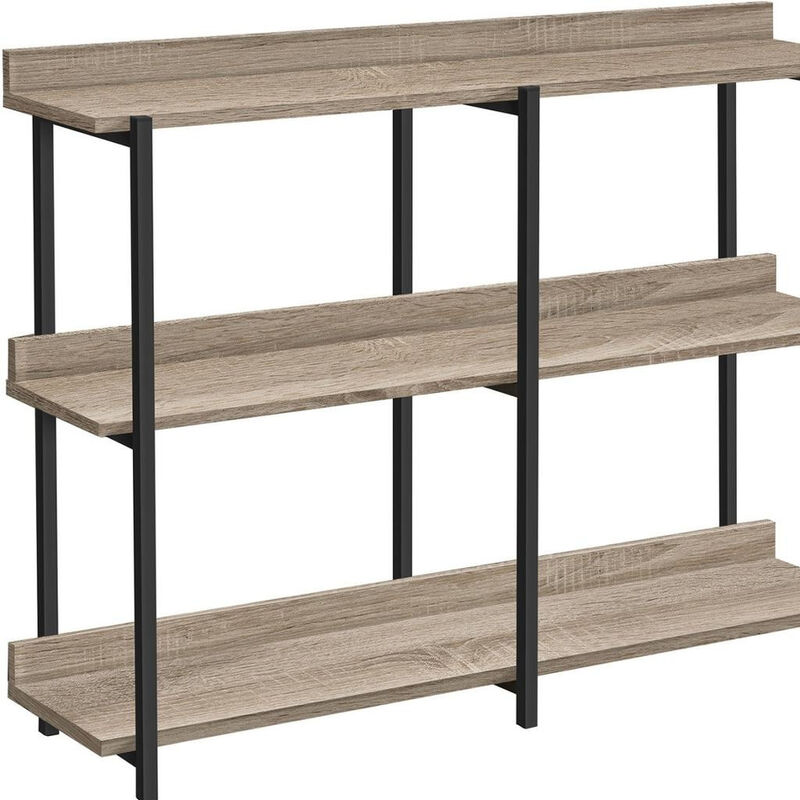 HomeRoots 47" Taupe and Black Wood and Metal Frame Console Table With Three Shelves image number 2