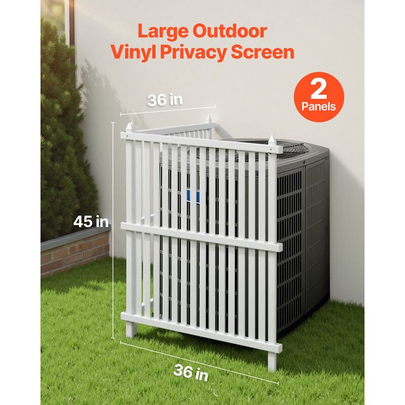 Outdoor Air Conditioner Privacy Fence with Ground Stakes, Vinyl Screen for Trash Cans & Pool Equipment-White image number 7