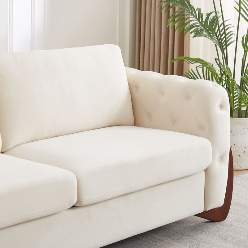 Rodcaf Mid‑Century Modern Button Tufted Velvet 3‑Seat Sofa image number 7