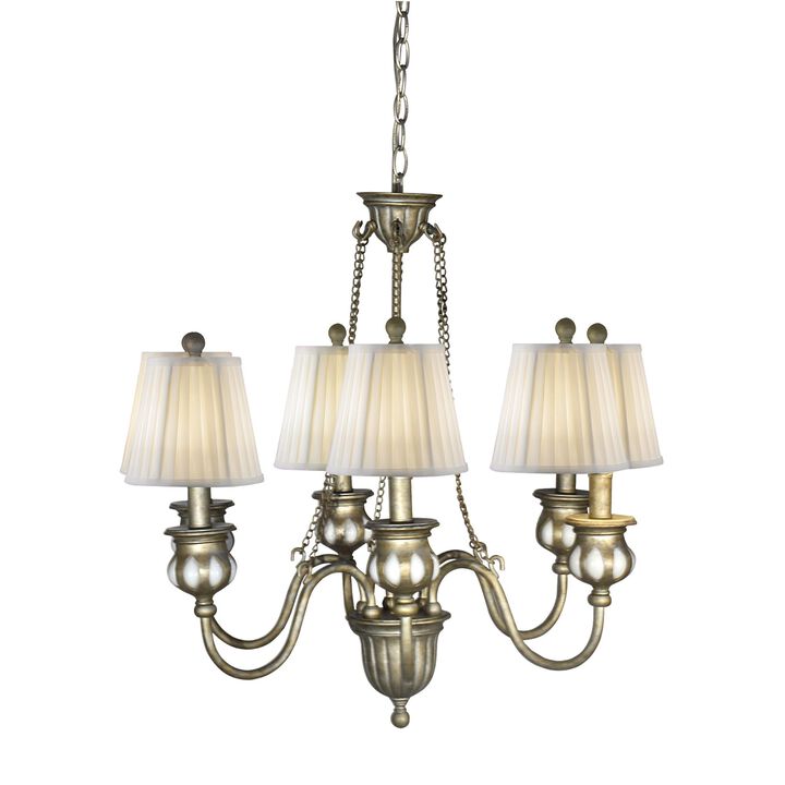 27" Gold and White Contemporary 6-Light Chandelier