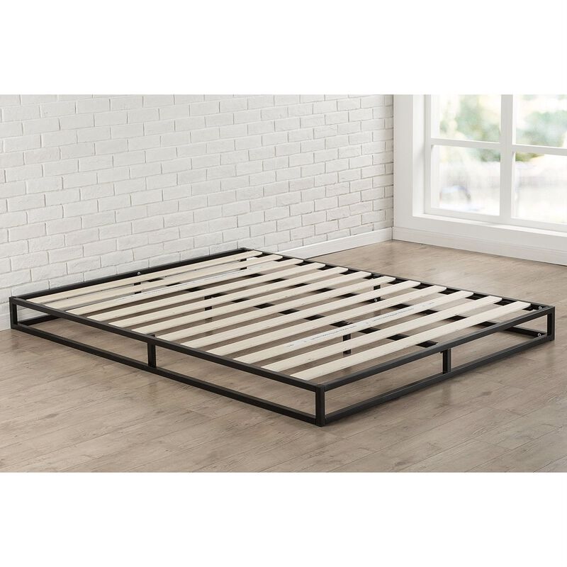 Metal Platform Bed Frame with Wood Slats in Low Profile Design image number 2