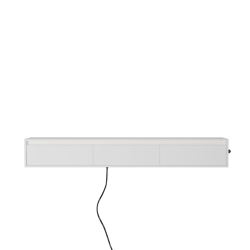 GOODSILO Floating TV Stand with LED Lights and Power Outlet, High Gloss Wall Mounted Storage Cabinet for Living Room Entertainment image number 8