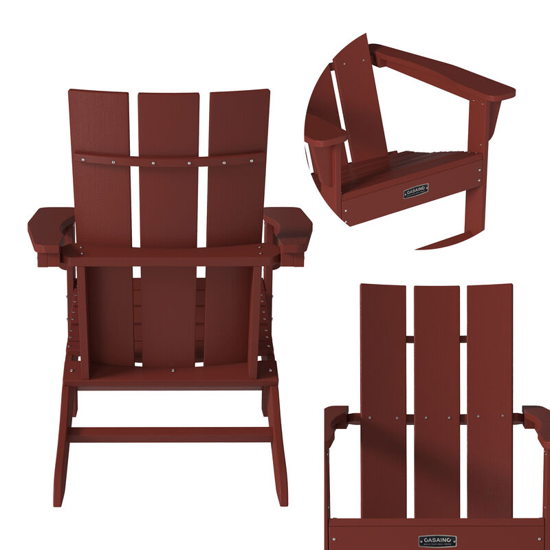 Mondawe Ergonomic Outdoor Adirondack Chair with 3 Back Panel Wide Armrests and Robust PS Material