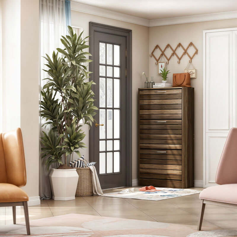 42.3 in. H x 22.4 in. W, Brown Wood Grain Environment-Friendly High-Quality Particle Board Shoe Storage Cabinet