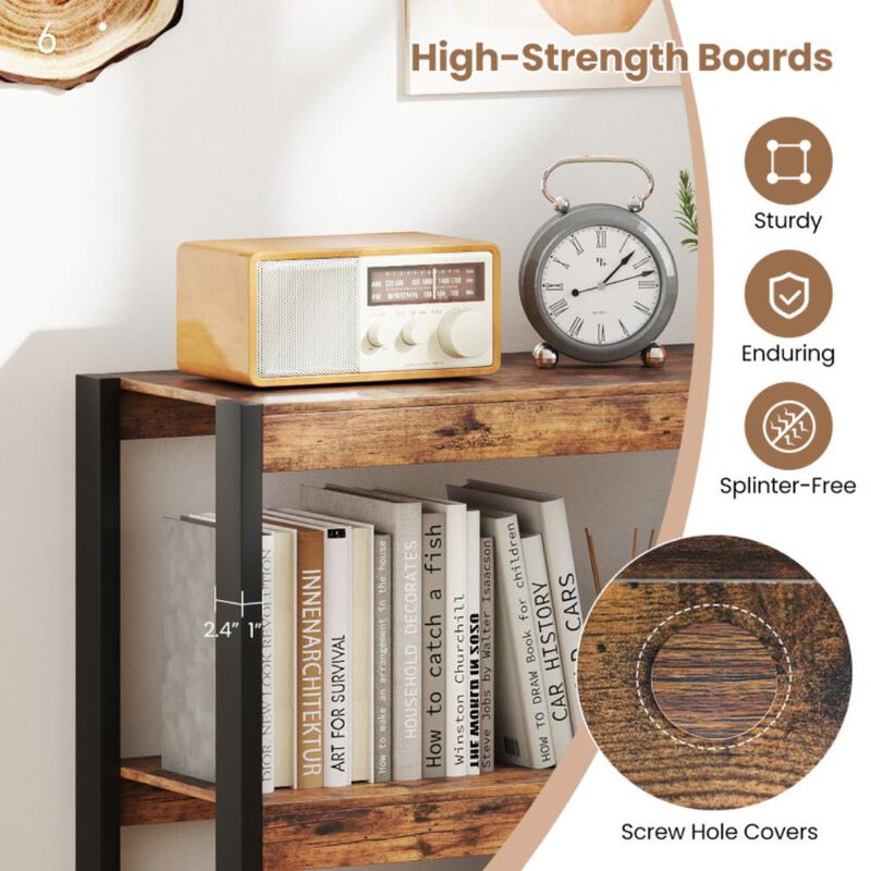 Hivvago 3 Tier Bookshelf Wooden Bookcase with Dual Anti-Tipping Kits