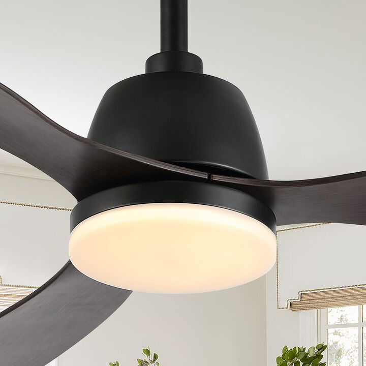 Audie Classic Industrial Iron/Plastic App/Remote-Controlled 6-Speed Integrated LED Ceiling Fan