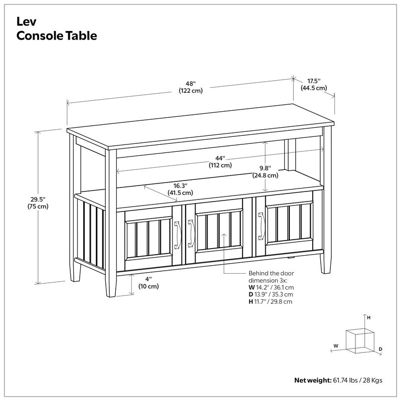 Lev SOLID WOOD 48 inch Wide Contemporary Console Table in Smoky Brown