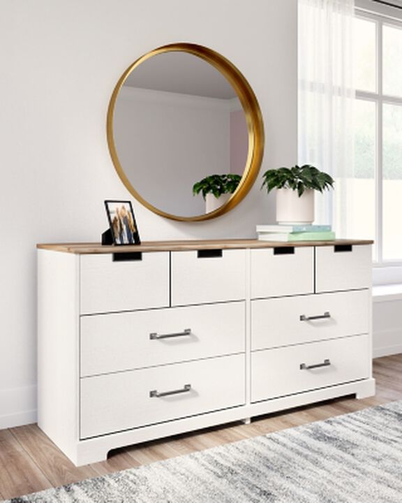 Ashley Vaibryn 60" Dresser in white with wood top
