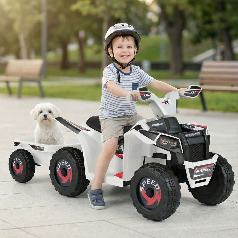 Kids 6V Ride On ATV Quad Car with Detachable Trailer for Outdoor Play image number 4