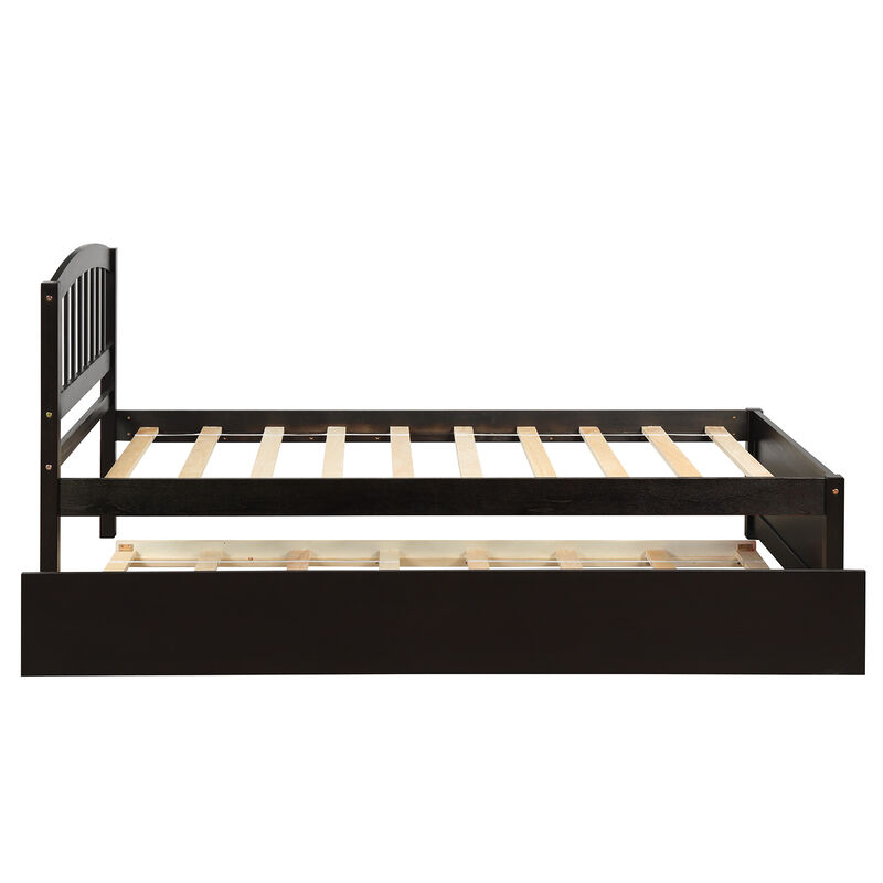 Whisen Elegant Design Twin size Platform Bed with Trundle - Gray