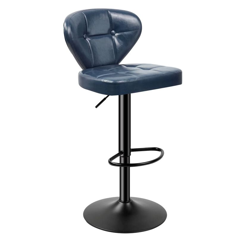 PU Leather Swivel Bar Stools Set of 2, Modern Hydraulic Adjustable Counter Height Stools, Steady Water Resistant Iron Frame 360&deg; Kitchen Island Chairs image number 2