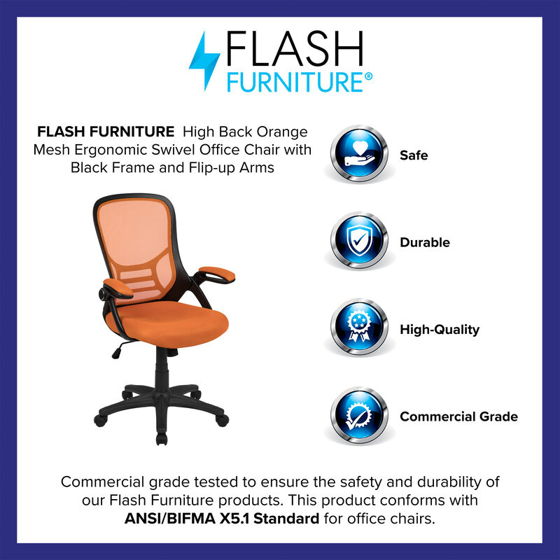 Porter High Back   Mesh Ergonomic Swivel Office Chair with Frame and Flip-up Arms image number 9