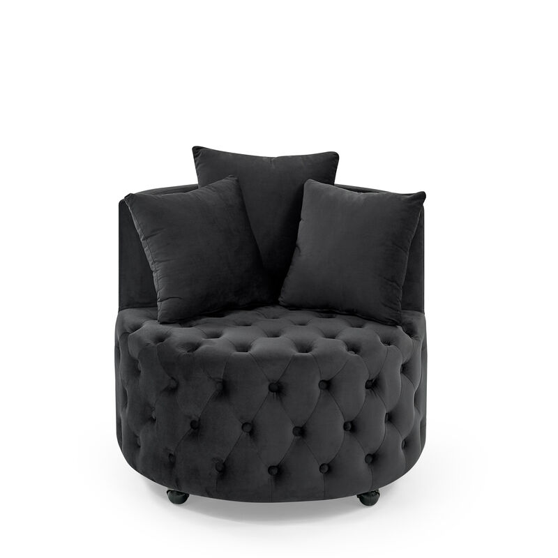 Merax Velvet Upholstered Swivel Chair for Living Room