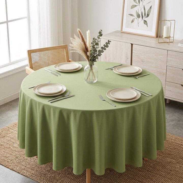 Polyester Poplin Round Tablecloth 132 Inch for Banquet and Dining Tables