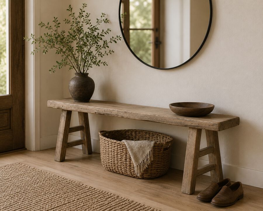 Vintage Solid Accent Bench in Natural Wood