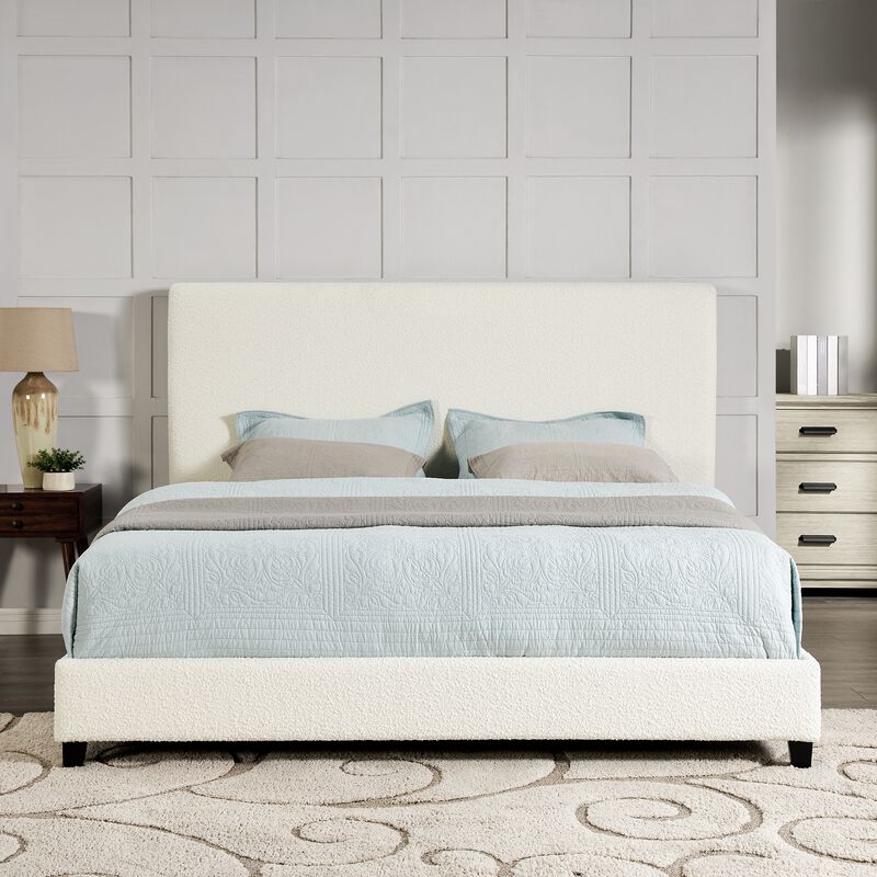 Bridger Upholstered King Panel Bed White