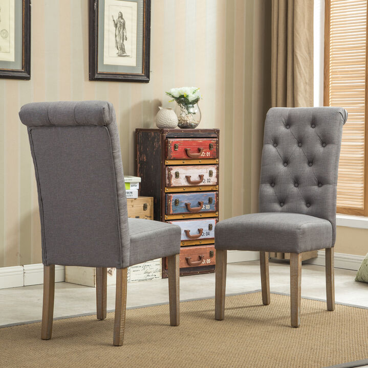 Merax Habit Solid Wood Tufted Parsons Dining Chair Set of 2